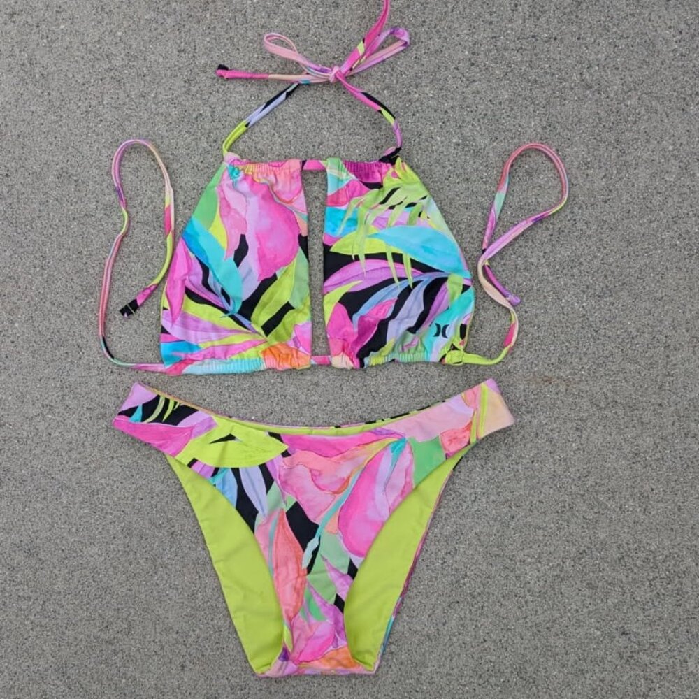 Hurley Tropical Neon Bikini NWOT